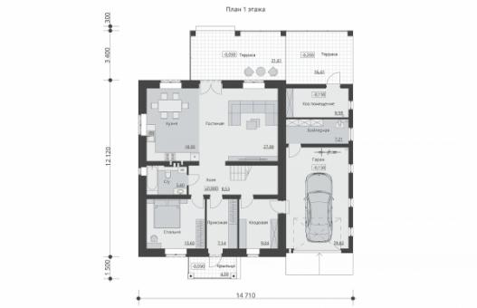 Двухэтажный дом с пятью спальнями, гаражом и террасами